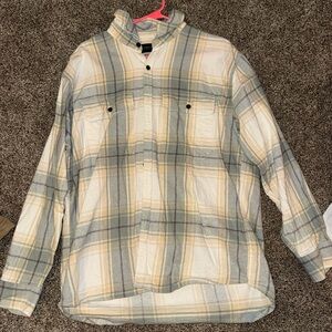 Abercrombie & Fitch Cream and Blue Plaid Shirt Jacket